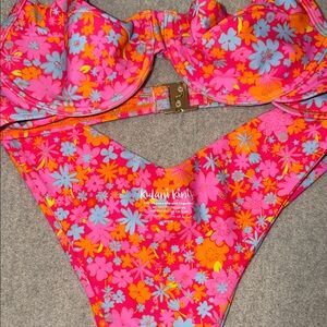 Kulani Kinis Pink and Orange Floral Bikini set